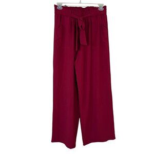 Iwollence Red Paperbag Pull On Wide Leg Pants Womens XL Casual Colorful Elastic